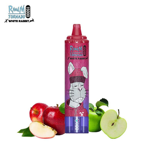 Sour Apple 15000 puffs - Tornado White Rabbit by RandM
