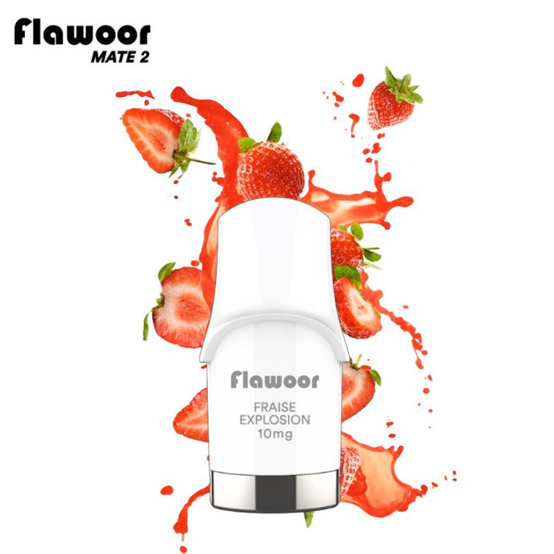 Cartouche 2pcs : Fraise Explosion 600 puffs 2ml - Flawoor Mate 2