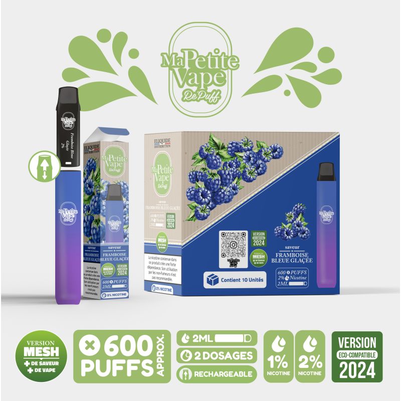 Kit Repuff Framboise Bleue Glacée 600 puffs - Ma Petite Vape