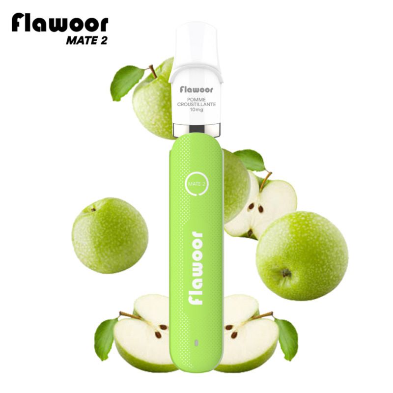 Pod Rechargeable : Kit Pomme Croustillante 600 puffs 2ml - Flawoor Mate 2 